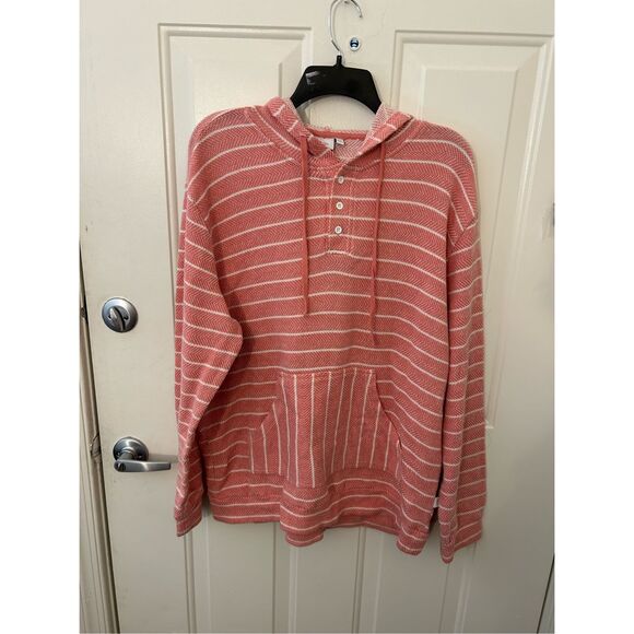 Onia Micah Striped Herringbone Loopback Cotton-Blend Hoodie, Sz Large, MP $150 - Picture 5 of 9